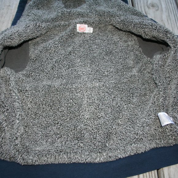 FUZZY SHERPA Zipper Hoodie Boy 4/5 Warm Bright Blue & Navy Light Jacket Layering - Picture 10 of 16